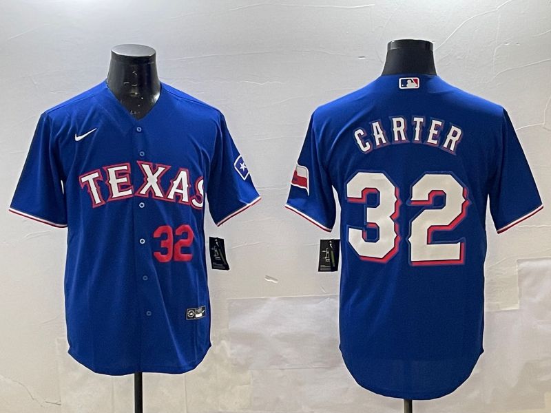 Men Texas Rangers 32 Carter Blue Game 2025 Nike MLB Jersey style 2